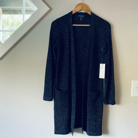 Eileen Fisher Merino Sparkle Long Cardigan Black Size PP NWT - Picture 4 of 9